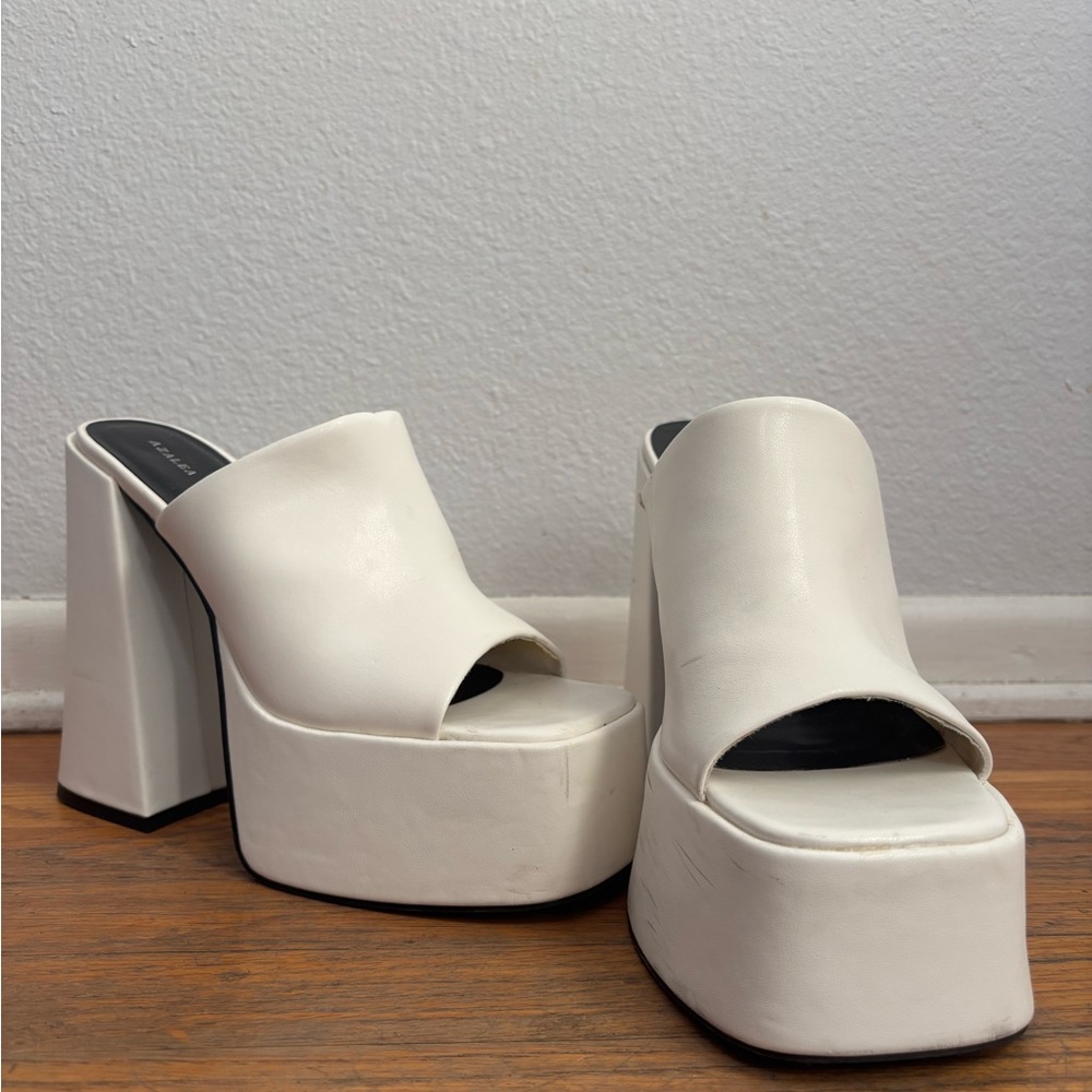 White Platform Heels - Women's Slide Platforms